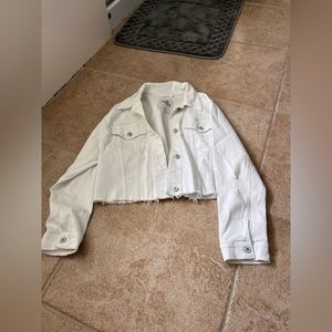 Hollister Cropped White Jean Jacket